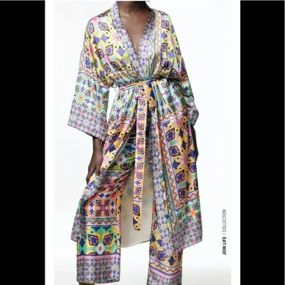 ZARA BELTED KIMONO - Picture 8 of 8